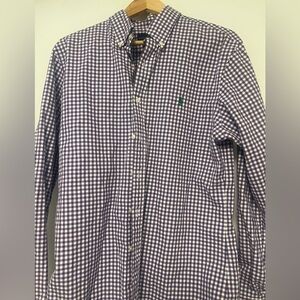 Ralph Lauren dress shirt. Purple and white & green polo logo.